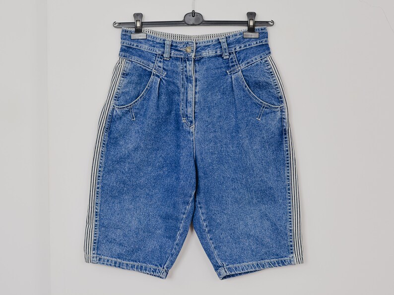 MEXX shorts 90/'s W29 mom jeans vintage striped super high waist jeans blue jeans rocker women ML