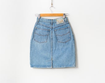 vintage des années 90 mini jupe en jean crayon bleu jean femmes taille XS/S