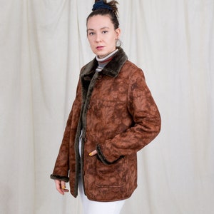 Faux Wildleder Jacke gefälschte Pelz gedruckt Bronze Vintage künstliche XL Bild 6