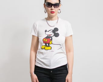 Mickey Mouse T-shirt Vintage | cartoon graphic tee Walt Disney top | women's size XS/S