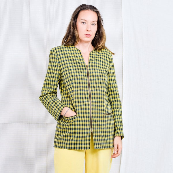 Yellow Plaid Blazer Etsy