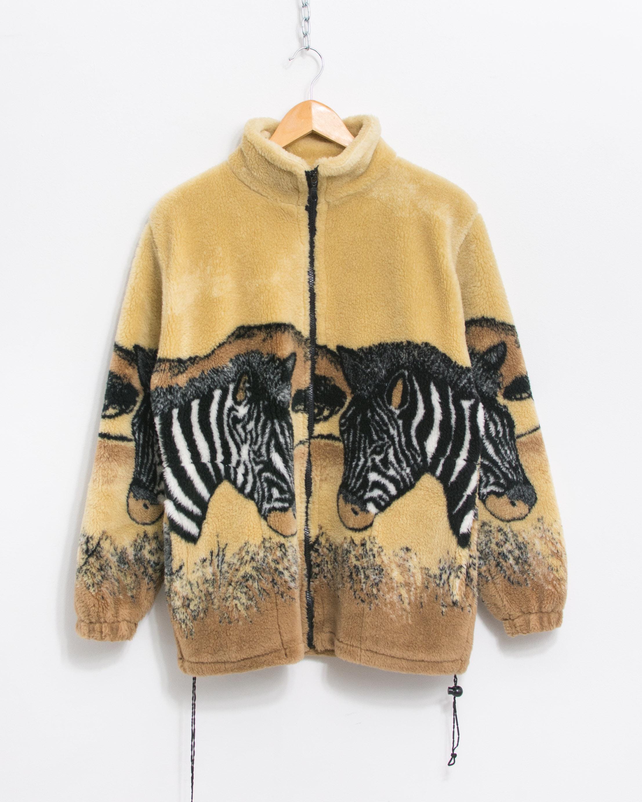 Fleece Jacket Vintage Zebra Zip up Cozy Women Size S - Etsy
