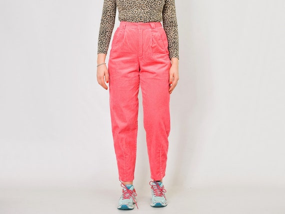 pink high waisted corduroy pants