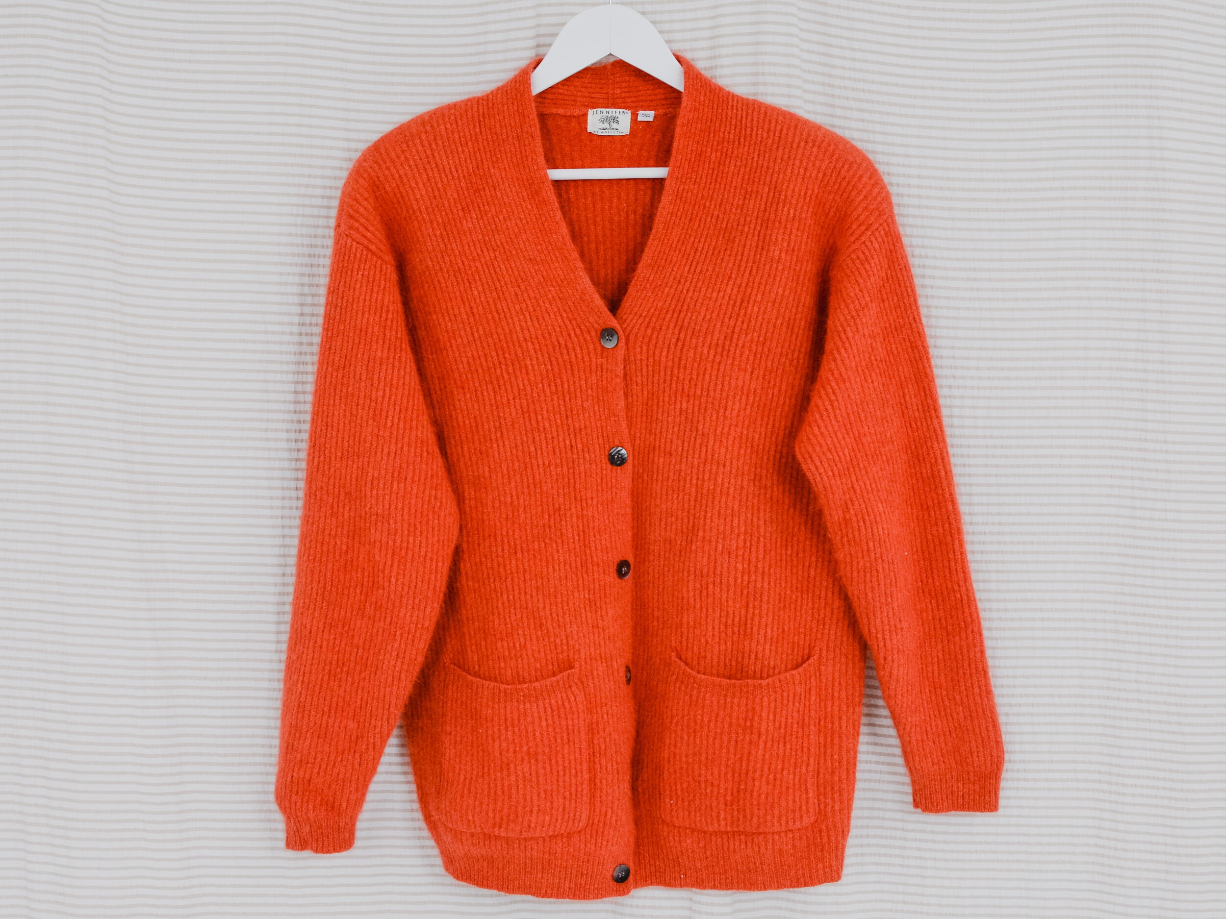 Orange Lama Wool and Angora Cardigan 