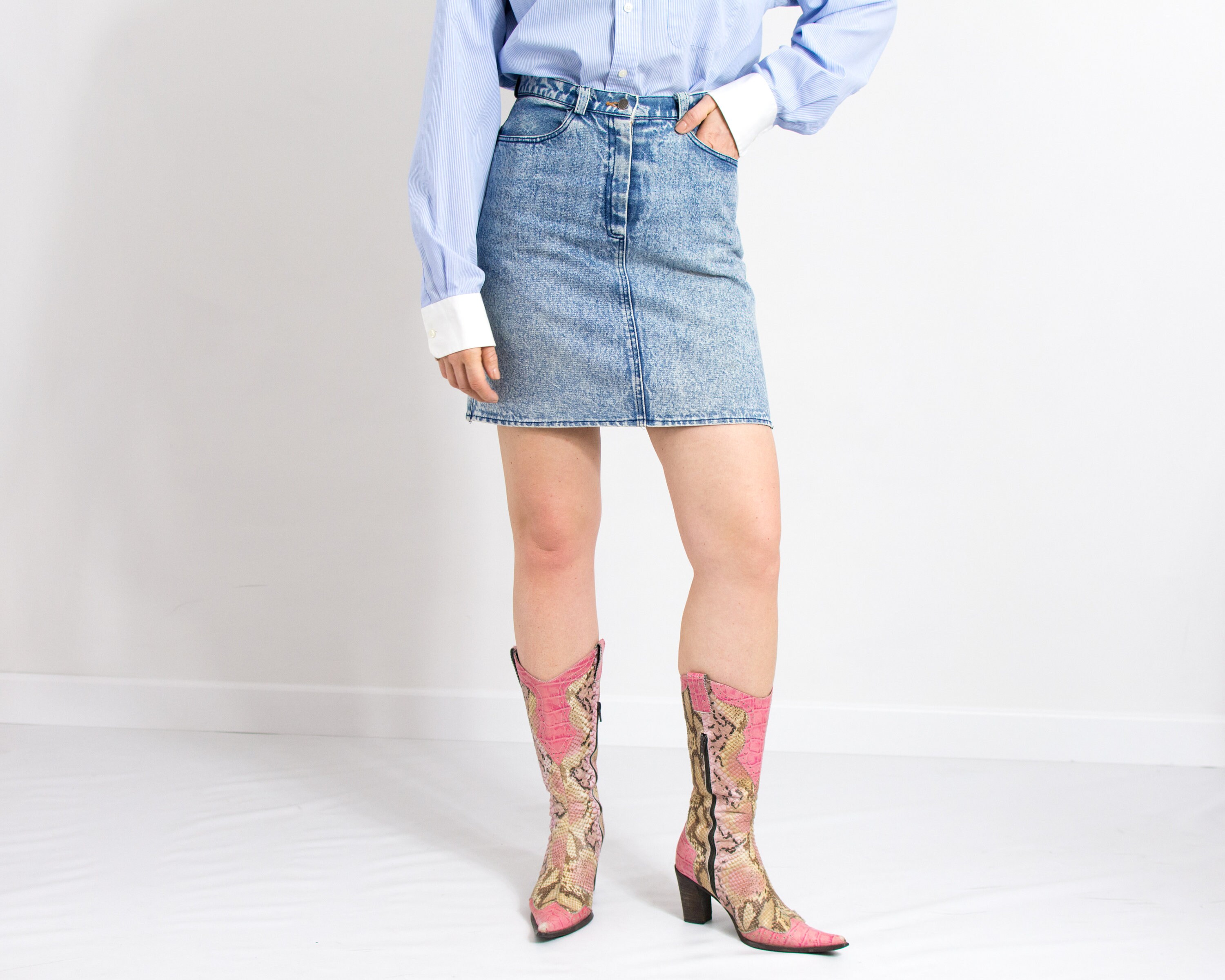 Mini-jupe Denim Bleu Jean Vieilli - Marque Paper Denim & Cloth - Taille 12 - Excellent état