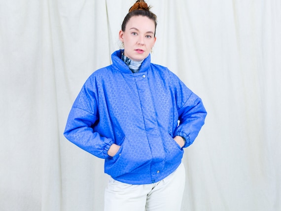 Blue 90s puffy jacket bright puffer vintage women… - image 1