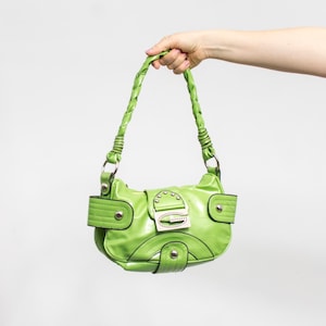 Green Y2k Handbag Metallic Faux Leather Shoulder Bag 2000's - Etsy