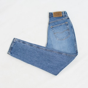 Vintage jeans blue denim zip fly tapered leg women size XS