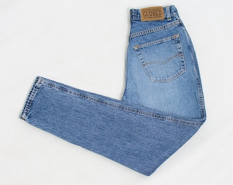 Vintage jeans blue denim zip fly tapered leg women size XS