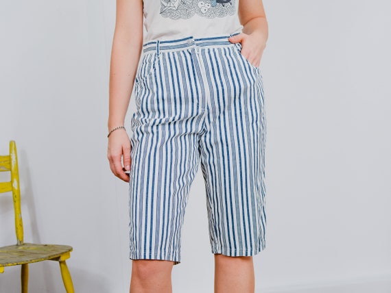 Striped Shorts 90's W32 Denim Bermuda 