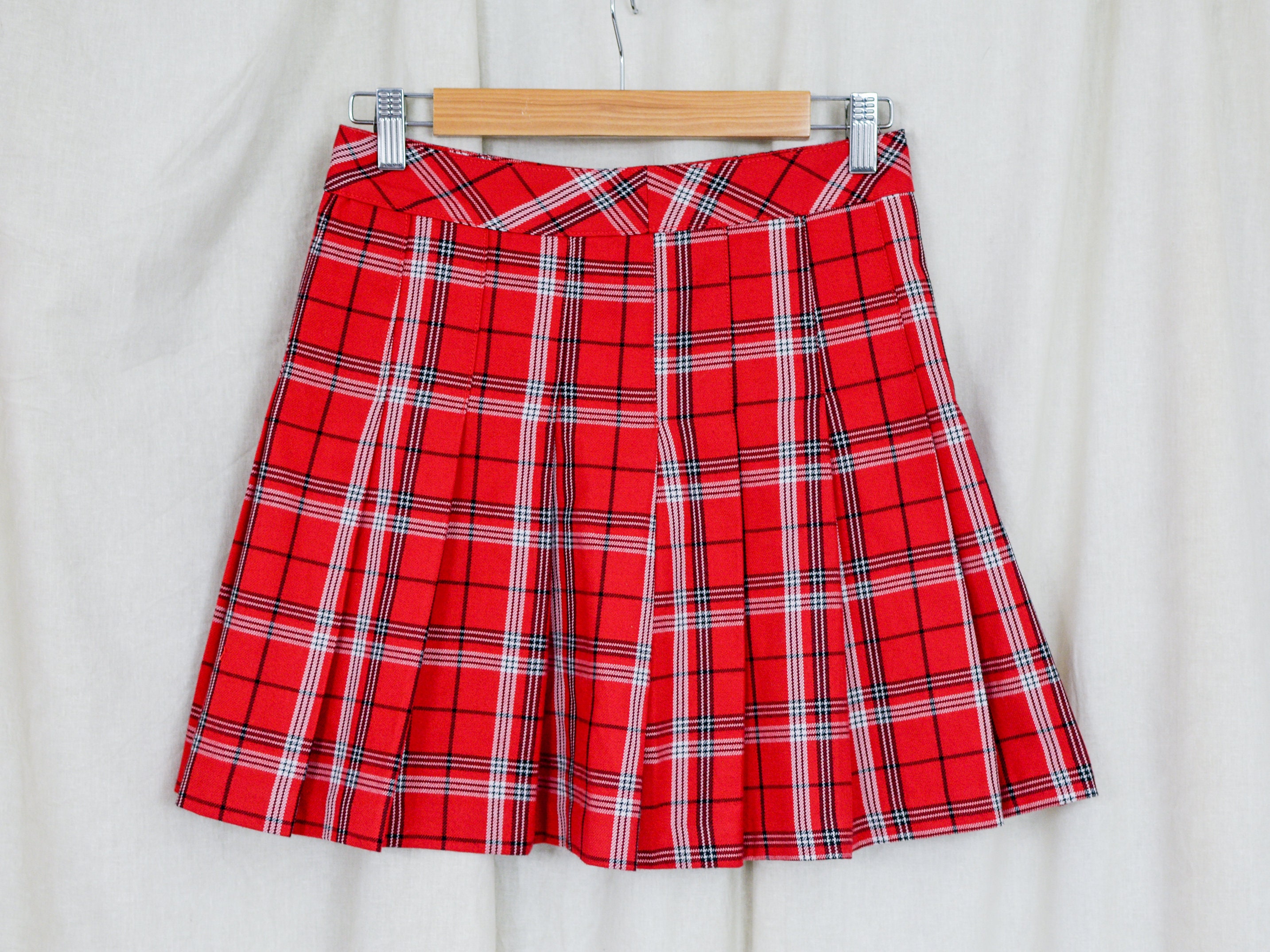 Grunge Mini Skirt Red Pleated Cheerleader Gray Vintage 90s - Etsy