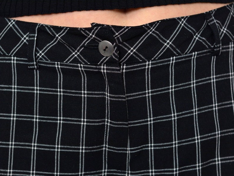 Checkered pants RETRO Black trousers retro tapered leg vintage hipster L Large