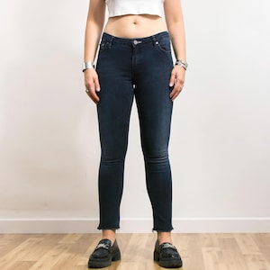 Acne Studios Navy Blue Jeans | flex basement denim | raw hem | women size W28