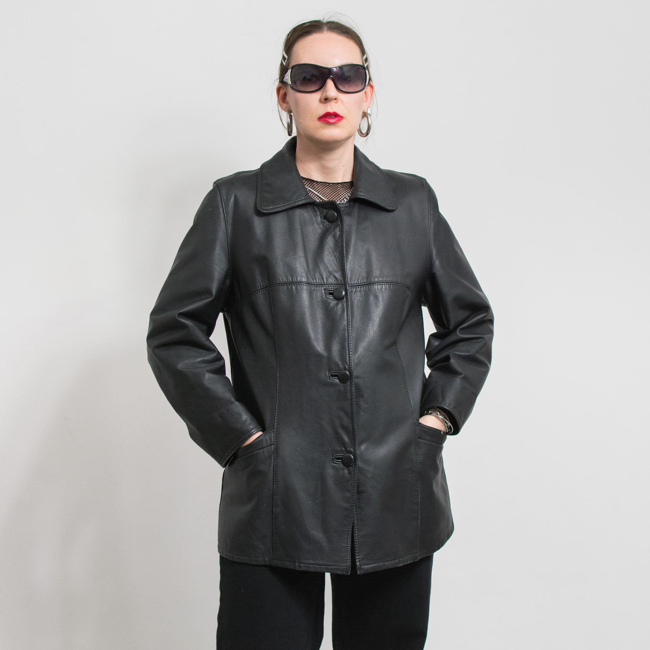 ジャケット・アウター 90s  EQUIPMENT Leather Jacket Black Leather Jacket Vintage 90's Coat Women Size L/XL - Etsy Israel