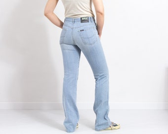 90s RIFLE jeans striped blue white denim straight leg women size L