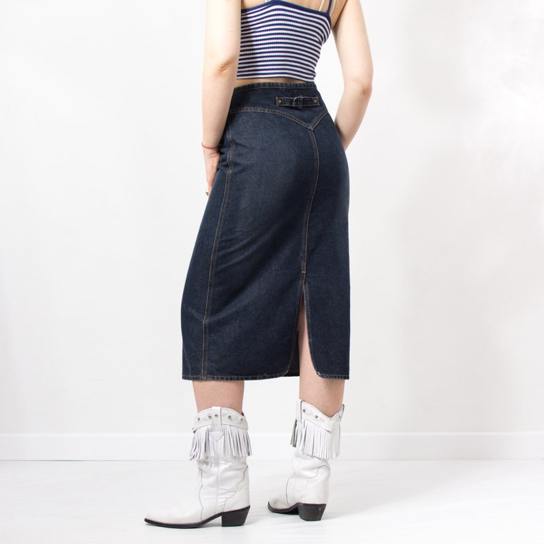 Vintage Y2K midi denim skirt women size M/L image 6
