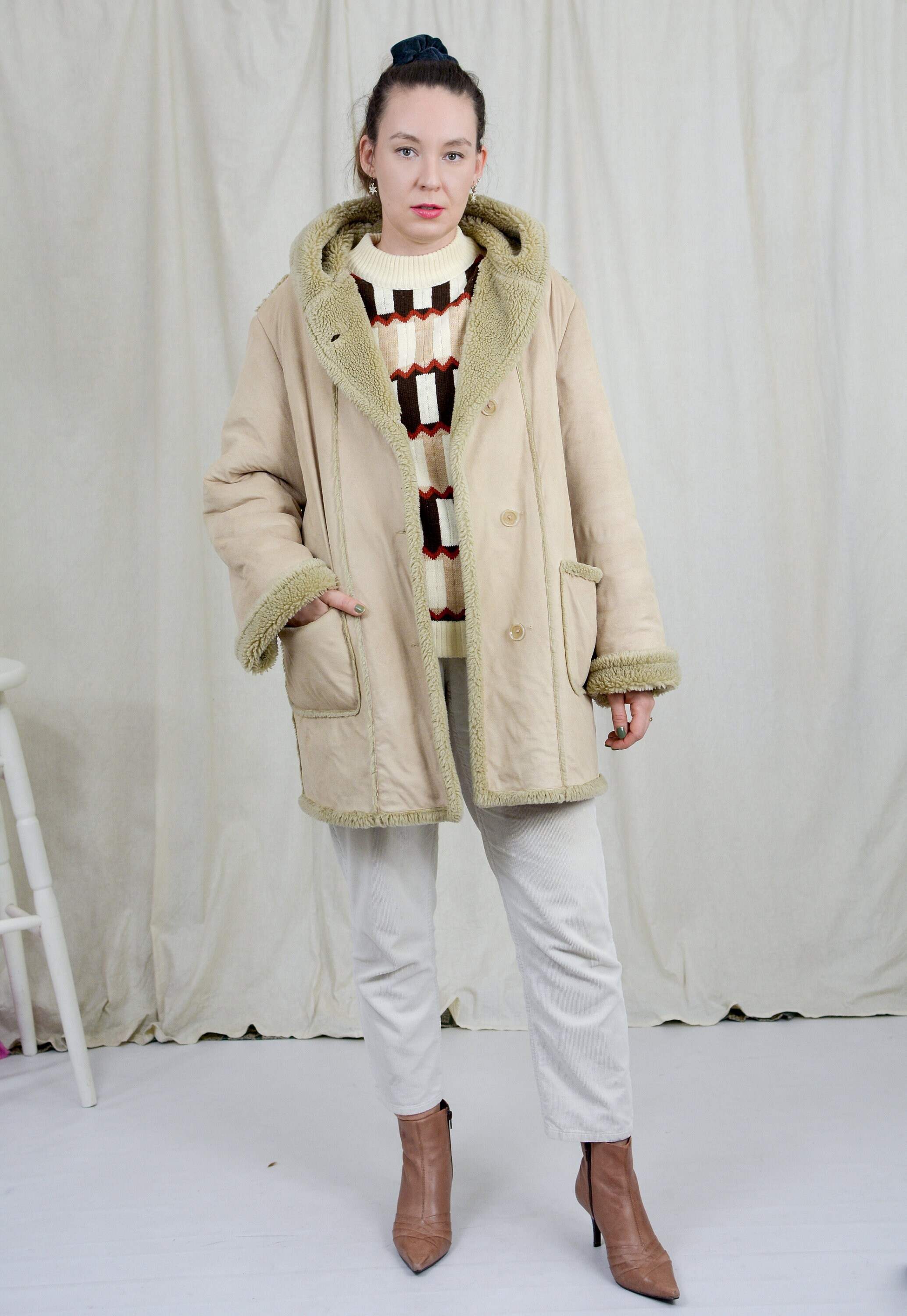 Cream suedette jacket discount