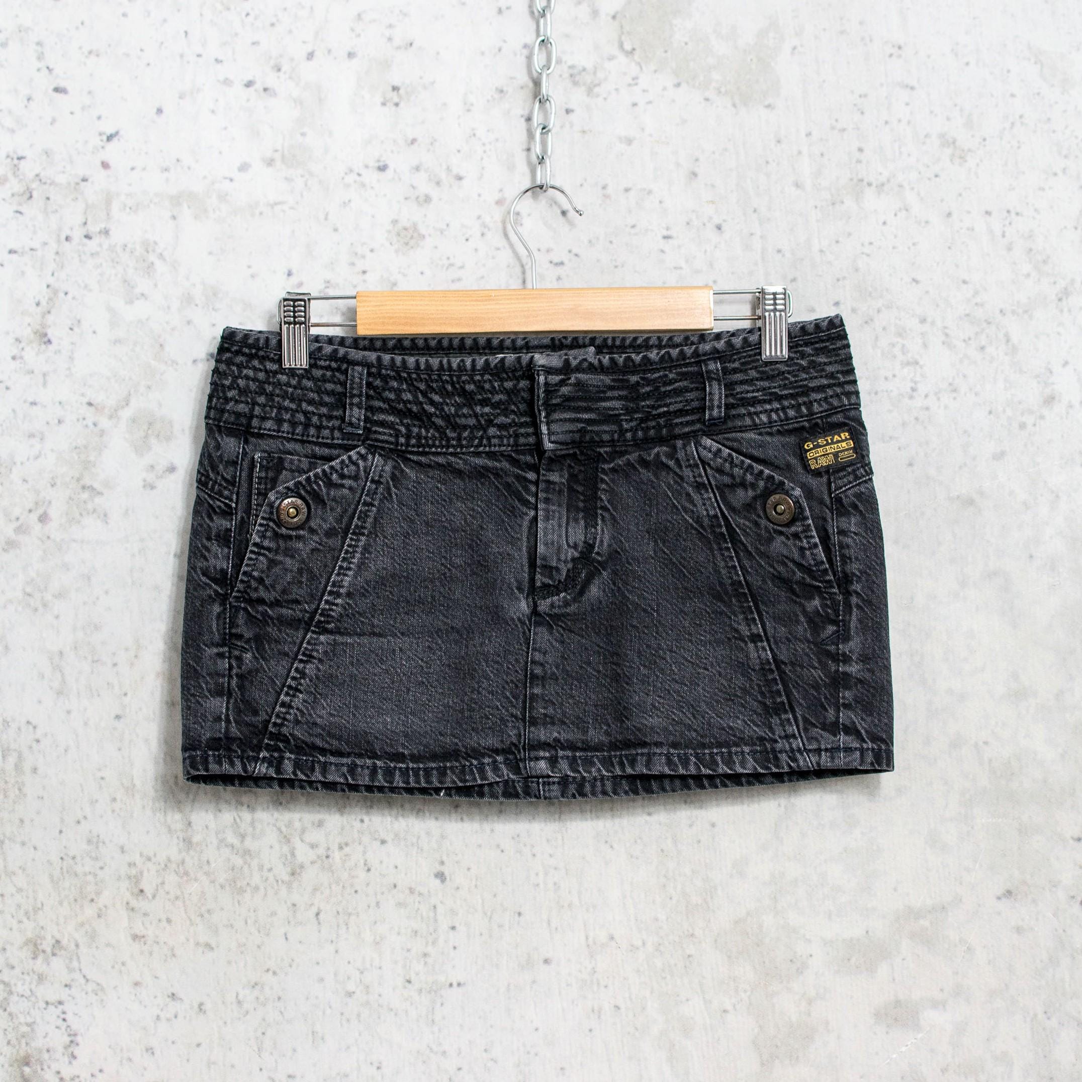 Y2K G-Star Raw デニムミニスカート：ストーンウォッシュブラック 