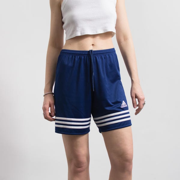 Vintage Adidas Y2K Satin Shorts Blue Striped