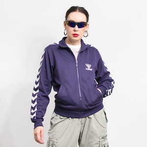 HUMMEL tracksuit top vintage track jacket zip up sweatshirt women size M