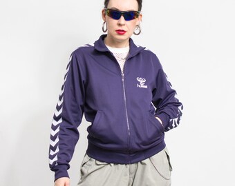 Hummel Track Jacket 90's Vintage Zip up Tracksuit Top Men