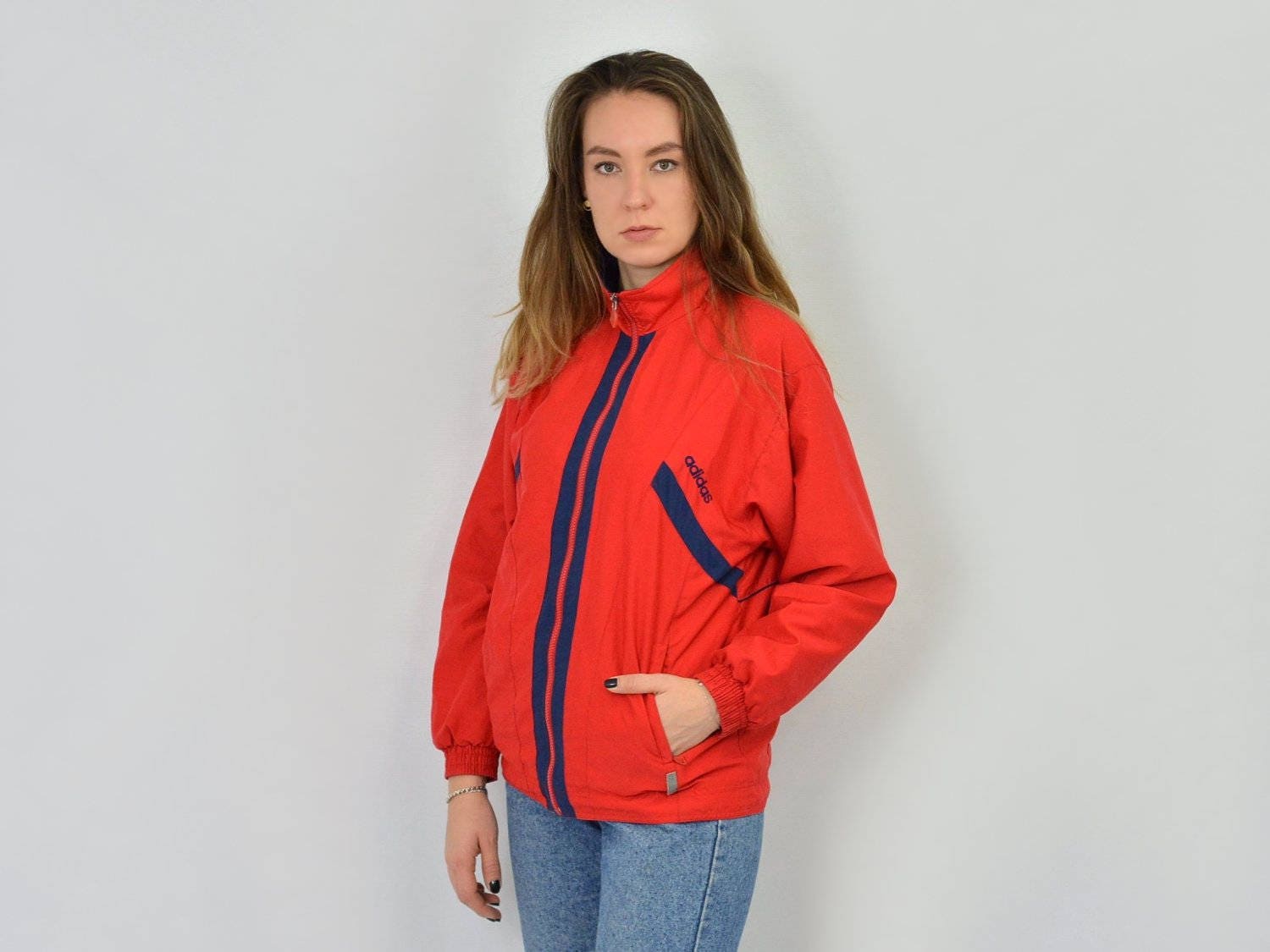 Derretido Ejercicio arrepentirse Adidas Sport Jacket Red Windbreaker Vintage Hipster Sweatshirt - Etsy