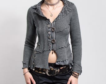 Pull asymétrique vintage Cardigan féerique de l'an 2000 M