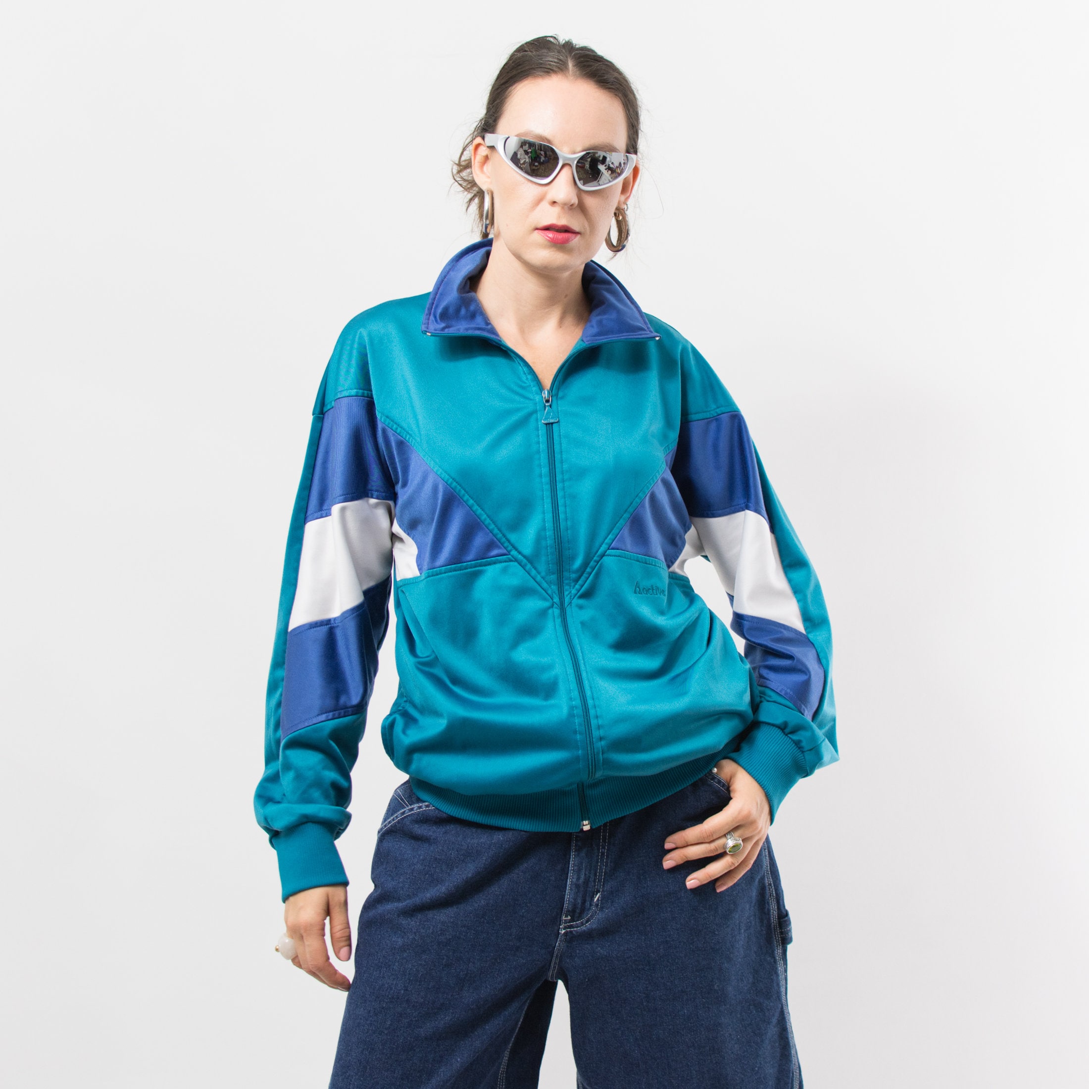 Adidas Originals 80s Track Top In Blue Vintage 90's Active Track