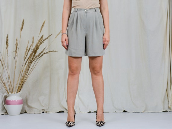 Gray pleated shorts W28 plaid bermuda vintage sup… - image 5