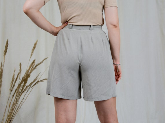 Gray pleated shorts W28 plaid bermuda vintage sup… - image 7