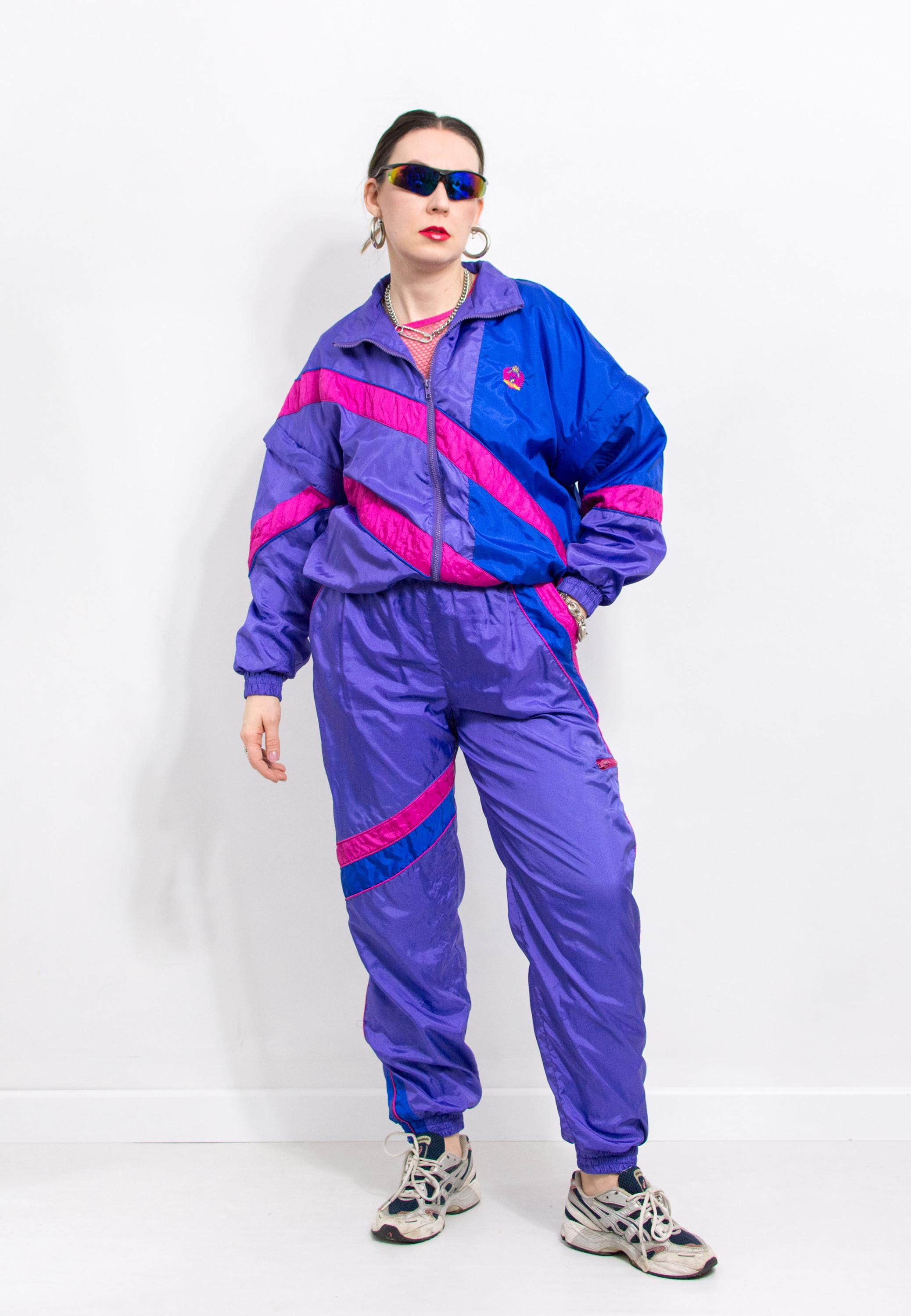 90s  ドイツカラー ナイロン セットアップ　L Y2K 90's Tracksuit Vintage Multi Colorblock Nylon Women Size L - Etsy