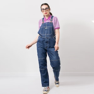 Vintage overalls blue dungarees jumpsuit straight leg women size L