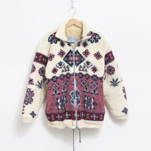 Fleece jacket Vintage insulated winter women size L
