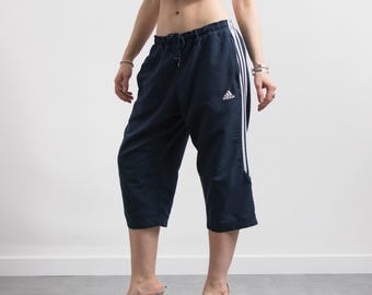 Pantalones cortos largos Adidas Vintage 2003 azul marino Y2K unisex D5
