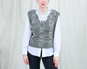Bronzen trui vest vintage melange mouwloze bruine trui L Large
