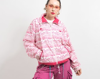 Chaqueta deportiva cortavientos estampada estilo vintage de los 90 para mujer, talla L