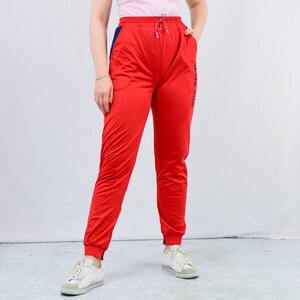 Red track pants 90s vintage sweatpants old school training gym athletic M/L image 4