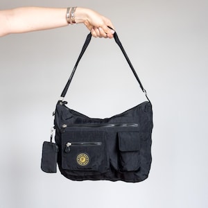 Black Vintage Y2K Gorpcore Multipocket Shoulder Crossbody Bag 00s Unisex Streetwear