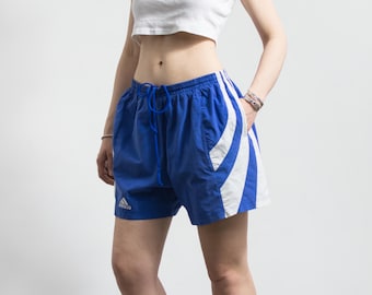 Adidas Vintage Sport Shorts 90s Blue Embroidered Logo