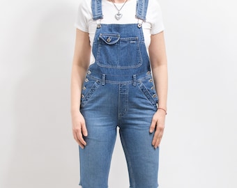 Vintage shortalls 90's cut-off denim jumpsuit women size S/M