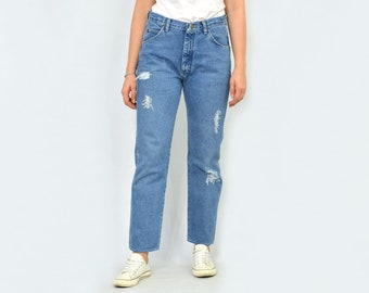 Wrangler jeans vintage maman taille haute pantalon de la jambe droite fit hipster 1990 grand W32