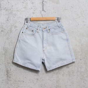 90s Denim Shorts Vintage | light blue high waisted | 100% Cotton | women&#39;s size S