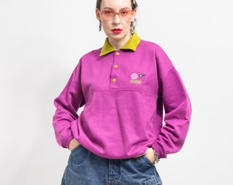 Vintage 90's collared sweatshirt polo oversized women size L