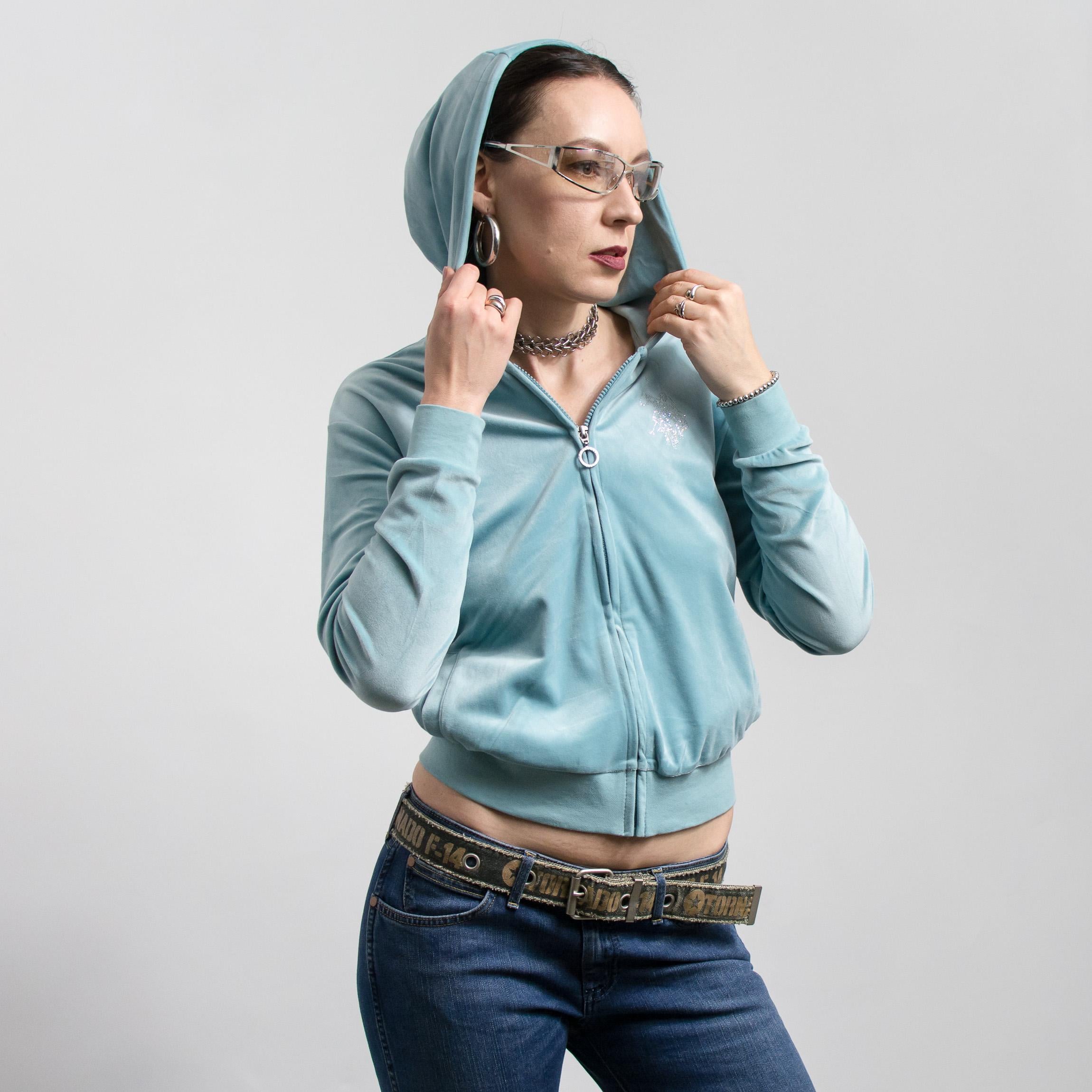Blue Velvet Zip Hoodie US Polo Assn Y2K Women