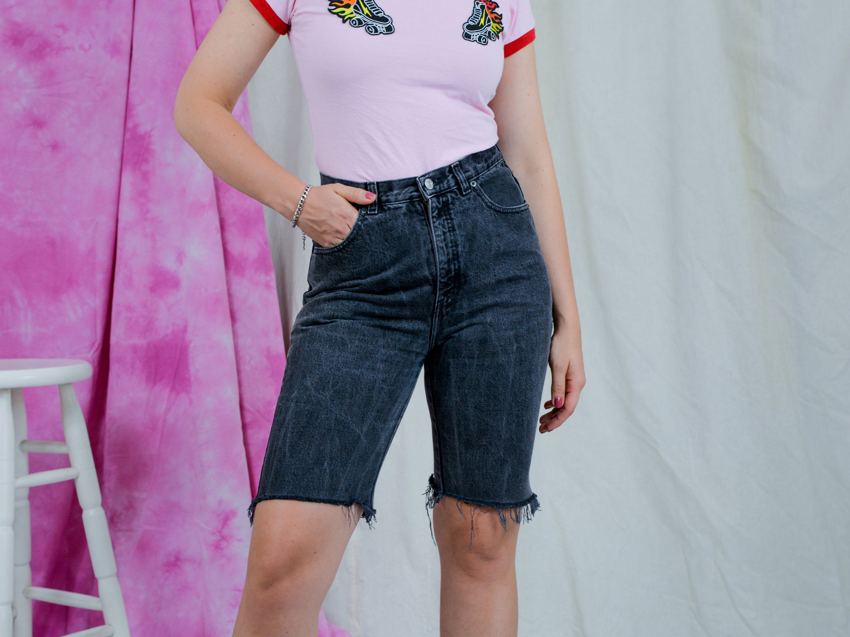 GAP Denim Shorts W30 Black Cutoffs 