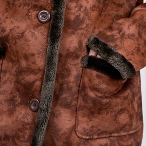Faux Wildleder Jacke gefälschte Pelz gedruckt Bronze Vintage künstliche XL Bild 5