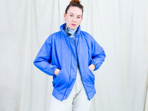 Blue 90s puffy jacket bright puffer vintage women… - image 8