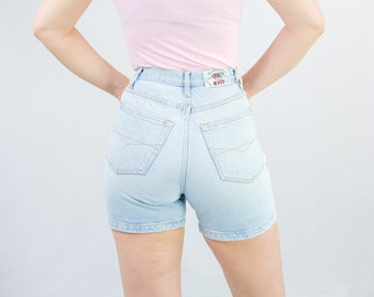 Exit denim shorts W27 blue high waist vintage bermuda 90s S Small