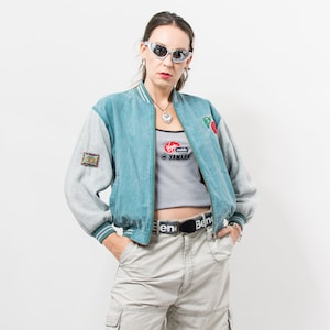 Vintage 90&#39;s bomber jacket denim women size XXS/XS