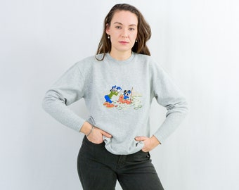 Mickey Mouse and Goofy sweatshirt gray vintage Disney long sleeve Small